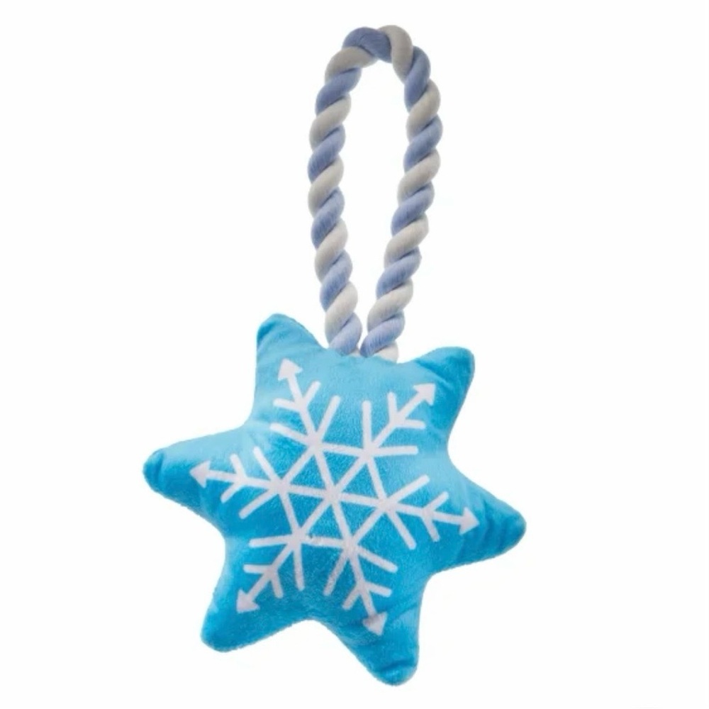 Blue Snowflake big dog squeaky rope toy